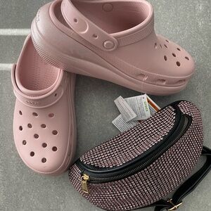 Crocs Blush color brand new with tag’s & Pink Rhinestone Fanny Pack